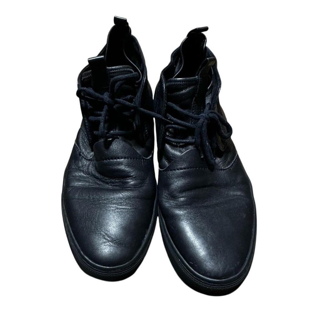 Zegna Black Leather Lace Up Casual Fashion Sneakers Mens Size 9 EU 10